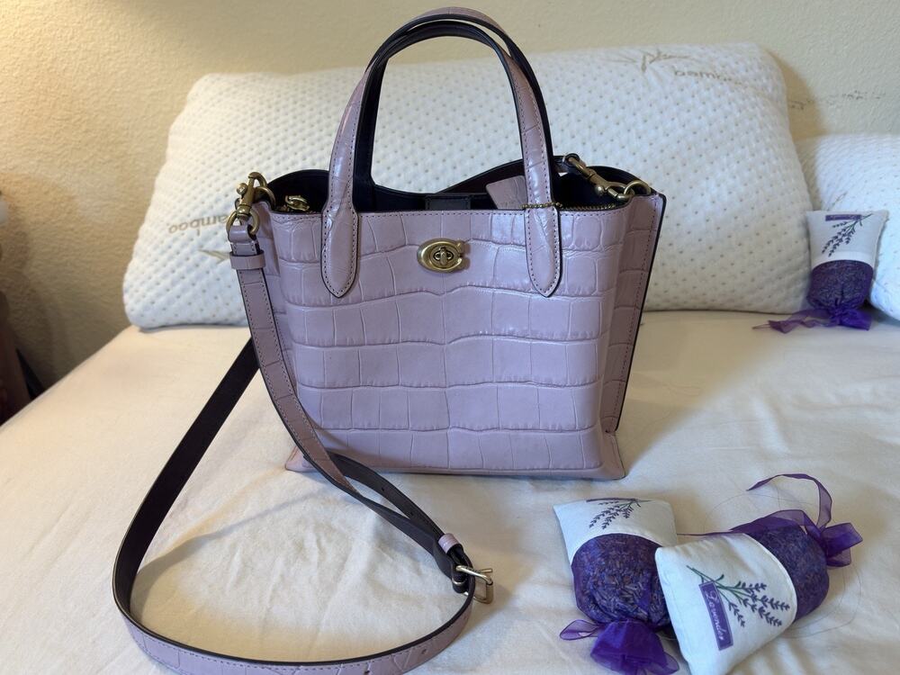 Coach Embossed Crocodile Willow Tote 24 Crossbody Ice Purple